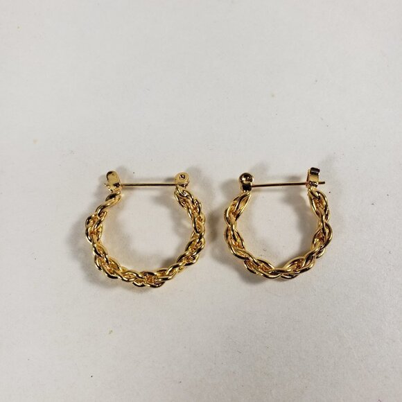 Women's Stunning Gold tone Twisted wire Design Hoop Earrings, #02 - Picture 4 of 6